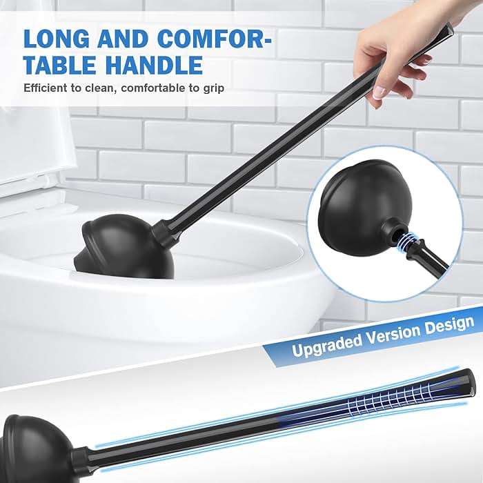Toilet Plunger and Brush, Bowl Brush and Heavy Duty Toilet Plunger Set with Ventilated Holder, 2-in-1 Bathroom Cleaning Combo with Modern Caddy Stand for 5.7-inch Toilet Drain(Black, 2 Set) - Image 6
