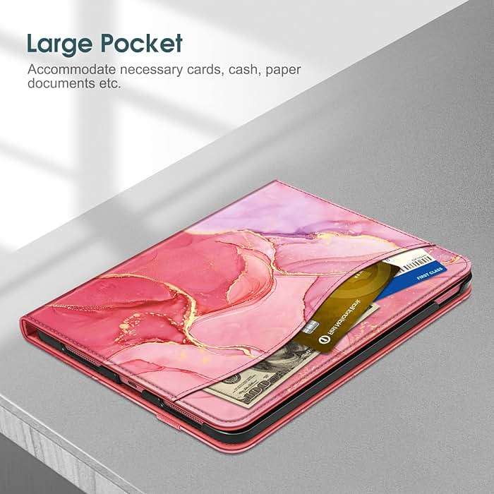 Fintie Case for iPad (A16) 11th Generation 11 Inch (2025), iPad 10th Generation 10.9 Inch (2022), Multi-Angle Viewing Protective Stand Cover with Pencil Holder & Pocket, Marble Pink - Image 5
