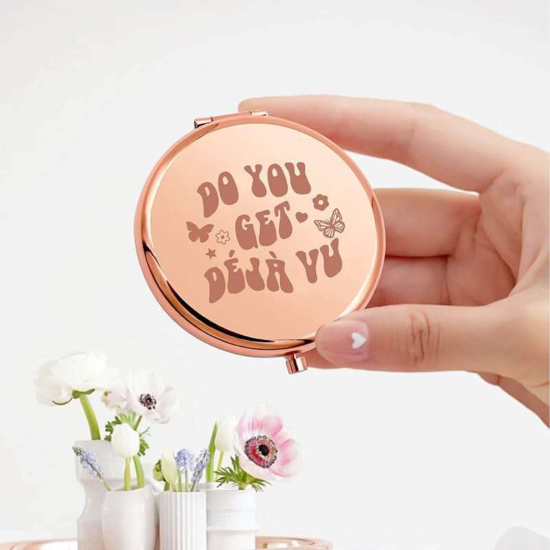KEYCHIN Music Album Pocket Mirror Singer Fans Gifts Do You Get Deja Vu Music Song Lyrics Compact Makeup Mirror for Women Girls Teenagers (Deja Vu -RG) - Image 2