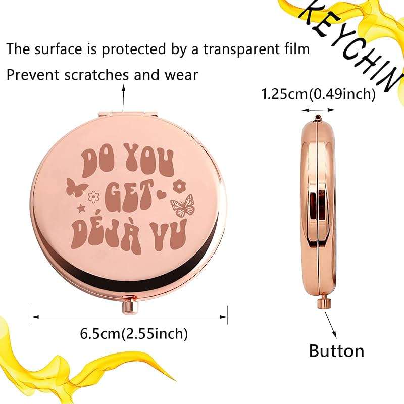 KEYCHIN Music Album Pocket Mirror Singer Fans Gifts Do You Get Deja Vu Music Song Lyrics Compact Makeup Mirror for Women Girls Teenagers (Deja Vu -RG) - Image 3