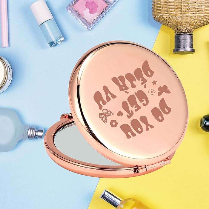 KEYCHIN Music Album Pocket Mirror Singer Fans Gifts Do You Get Deja Vu Music Song Lyrics Compact Makeup Mirror for Women Girls Teenagers (Deja Vu -RG) - Image 4