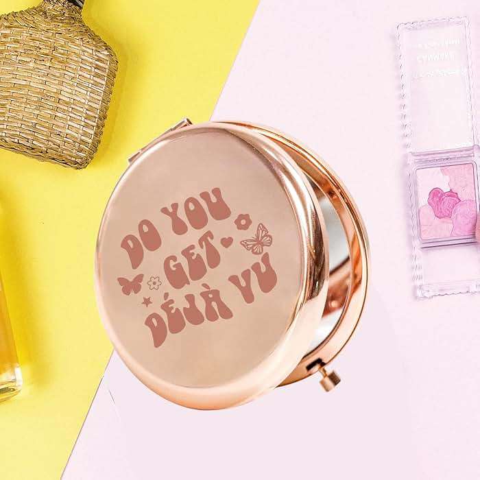 KEYCHIN Music Album Pocket Mirror Singer Fans Gifts Do You Get Deja Vu Music Song Lyrics Compact Makeup Mirror for Women Girls Teenagers (Deja Vu -RG) - Image 5