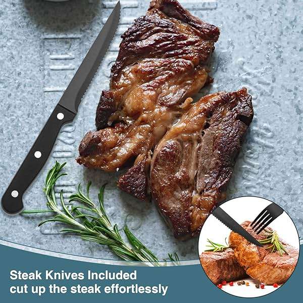 Black Silverware Set, Umite Chef 49-Piece Flatware Set with Drawer Organizer, Durable Stainless Steel Cutlery Set for 8, Tableware Eating Utensils with Steak Knives for Home Restaurant - Image 8