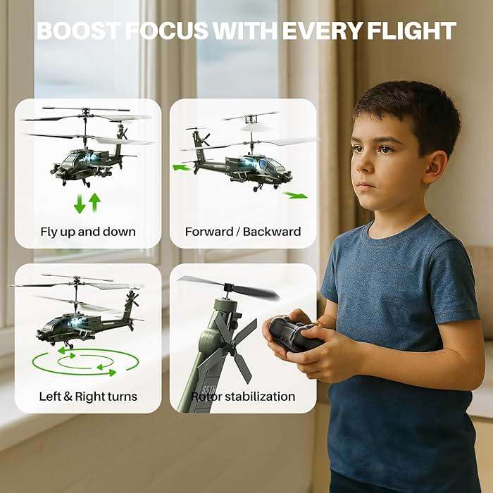 SYMA RC Helicopters, S51H Remote Control Helicopter 2.4GHz Military Army Toys for Boys Girls Kids with Altitude Hold, One Key Take Off/Landing, LED Light, Low Battery Reminder - Image 6