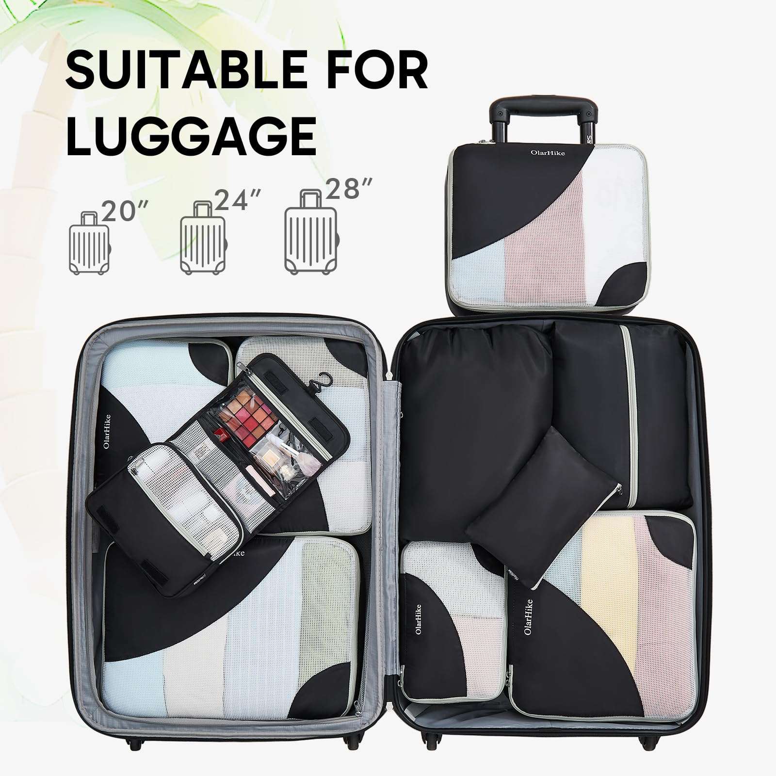 ALL INCLUDED 10 Set Durable Packing Cubes for Suitcases,OlarHike Essentials for Travel,UPGRADED Anti-Tear Stitching, NEW Improved Luggage Packing Organizers for Travel Accessories (Black) - Image 7