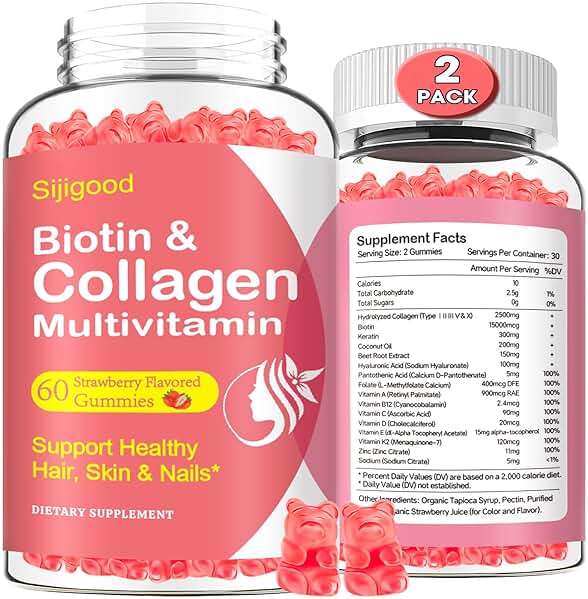 2 Pack Multi Collagen Peptides Gummies for Women & Men, Ultra Hydrolyzed Protein Type I II III V X with Biotin, Hyaluronic Acid & Vitamin C D K2 B12 A E for Skin Hair Nails, Bone, Sugar Free 120Cts - Image 1