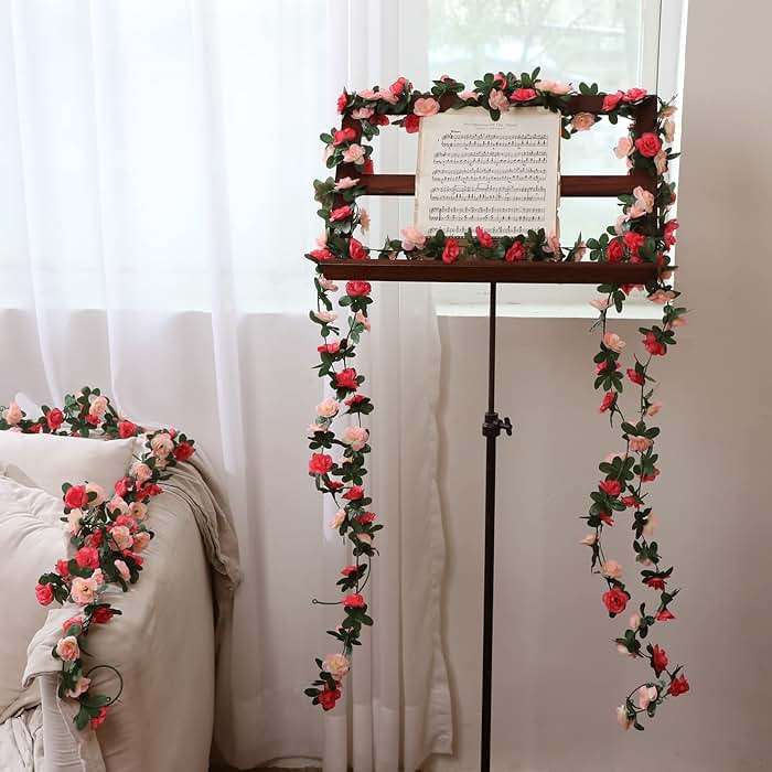 MARTINE MALL Flower Garland Rose Vines, 2 Strands 16.5Ft Flower Vines for Bedroom, Rose Floral Garland Decorations for Room Table Birthday Wedding Party Garden Wall Decor - Image 4