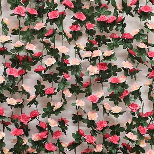 MARTINE MALL Flower Garland Rose Vines, 2 Strands 16.5Ft Flower Vines for Bedroom, Rose Floral Garland Decorations for Room Table Birthday Wedding Party Garden Wall Decor - Image 9