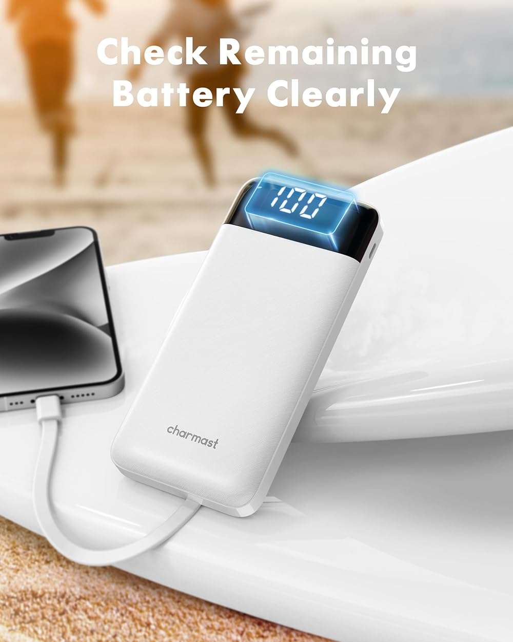 charmast Portable Charger with Reinforced Built-in 4 Cables,10000mAh Power Bank Travel Essentials 6 Outputs 3 Inputs 3A Fast Charging Compatible with iPhone iPad Samsung Google Pixel LG Moto etc. - Image 7