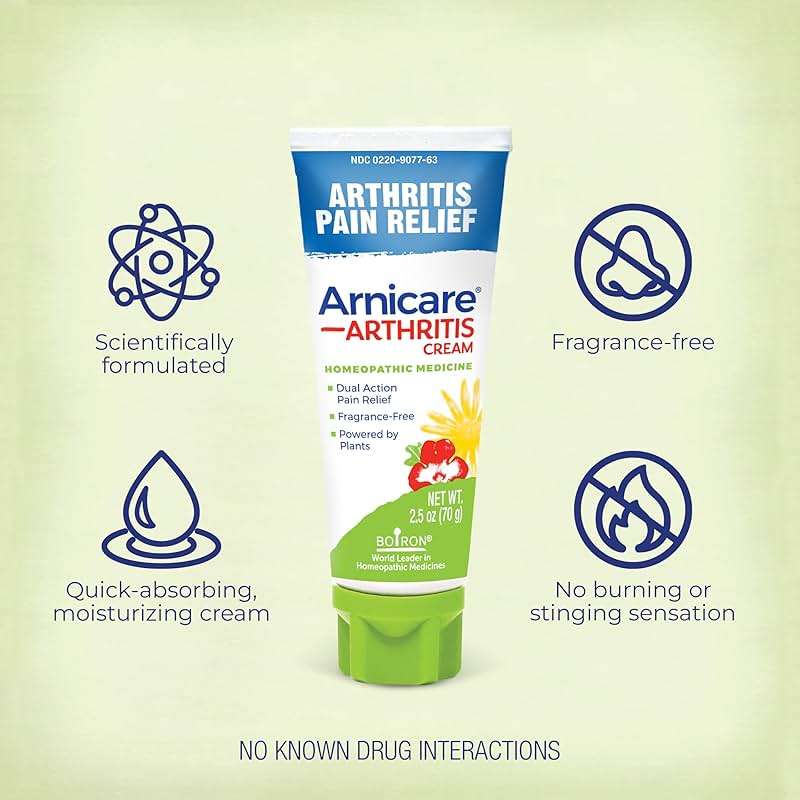 Boiron Arnicare Arthritis Cream for Pain Relief of Knees, Hands, Wrists, Elbows, Joints & Muscles – Quickly Absorbed & Fragrance-Free – 2.5 oz - Image 4