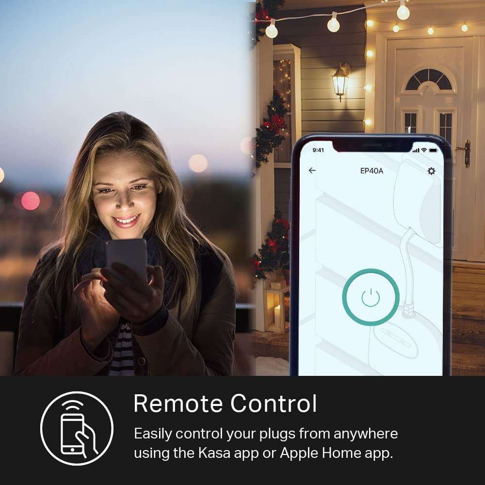 Kasa Apple HomeKit Outdoor Smart Plug, 2 Sockets, IP64 Weather Resistance for Outdoor String Lights, Compatible with Siri, Alexa & Google Home, Long Wi-Fi Range, 2.4G Wi-Fi Only, ETL Certified (EP40A) - Image 7
