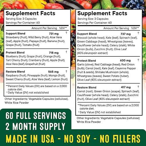 Superfood Fruit and Veggie Supplement - 360 Whole Super Fruit and Vegetable Supplements & Vitamin with Beta-Carotene, Soy Free- 180 Count (Pack of 2) - Image 2