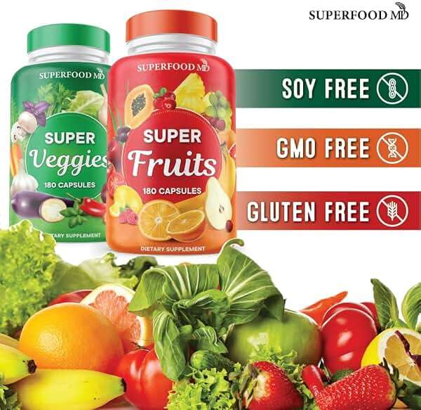 Superfood Fruit and Veggie Supplement - 360 Whole Super Fruit and Vegetable Supplements & Vitamin with Beta-Carotene, Soy Free- 180 Count (Pack of 2) - Image 4