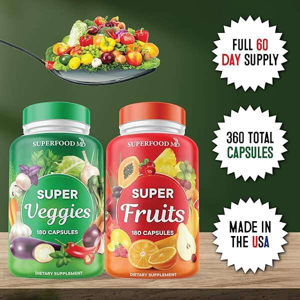 Superfood Fruit and Veggie Supplement - 360 Whole Super Fruit and Vegetable Supplements & Vitamin with Beta-Carotene, Soy Free- 180 Count (Pack of 2) - Image 7