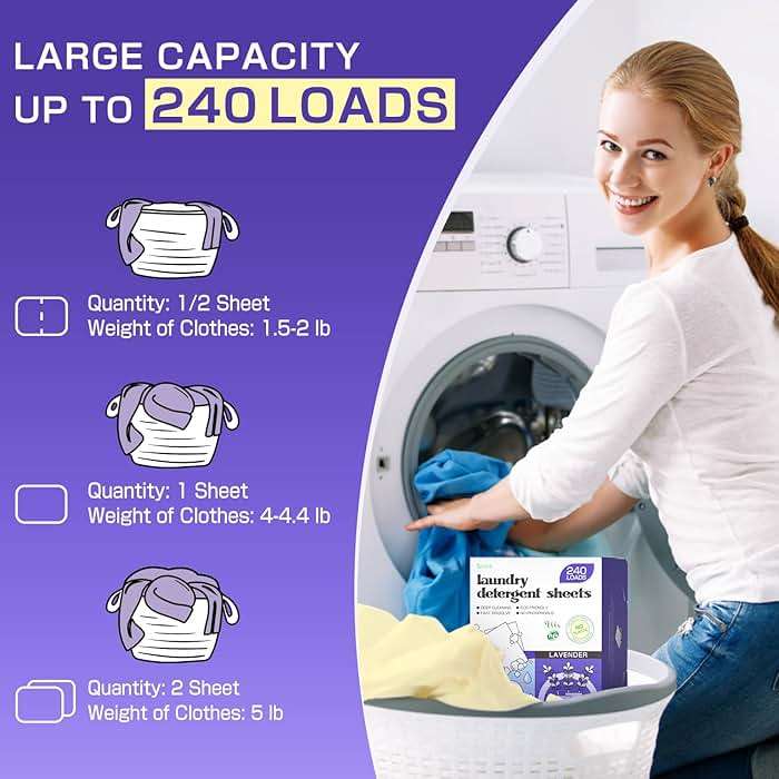 Soulink Lavender Laundry Detergent Sheets, 240 Loads - Eco-Friendly, Plant-Based, Hypoallergenic, No Plastic Jug - Image 3