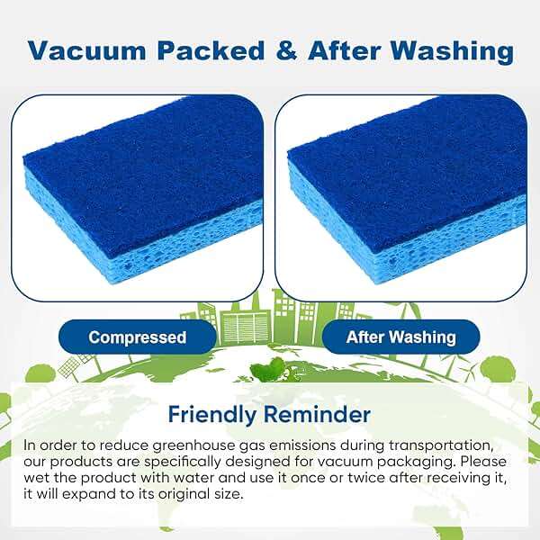 HOMEXCEL Sponges Kitchen 24pcs, Non-Scratch Scrub Dish Sponge Safe on Non-Stick Cookware, Dual Sided Cleaning Sponges for Kitchen, Household, Bathroom and More - Image 5