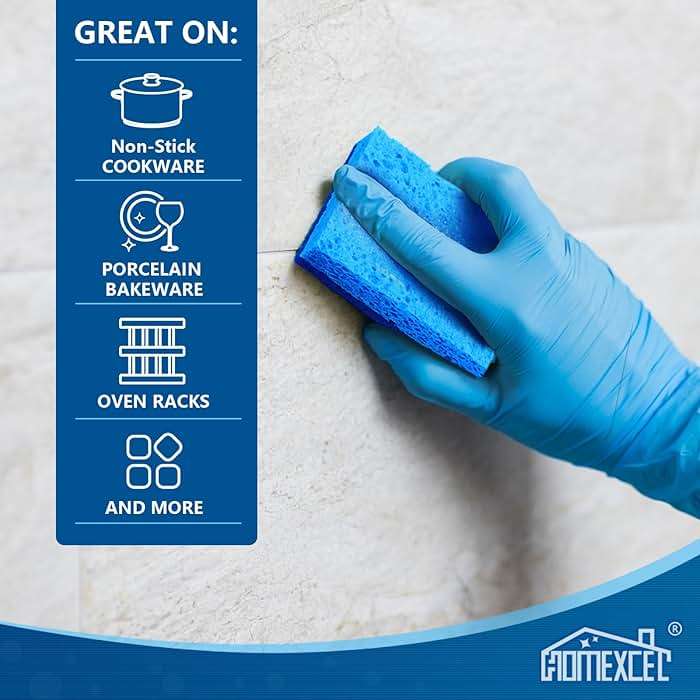 HOMEXCEL Sponges Kitchen 24pcs, Non-Scratch Scrub Dish Sponge Safe on Non-Stick Cookware, Dual Sided Cleaning Sponges for Kitchen, Household, Bathroom and More - Image 6