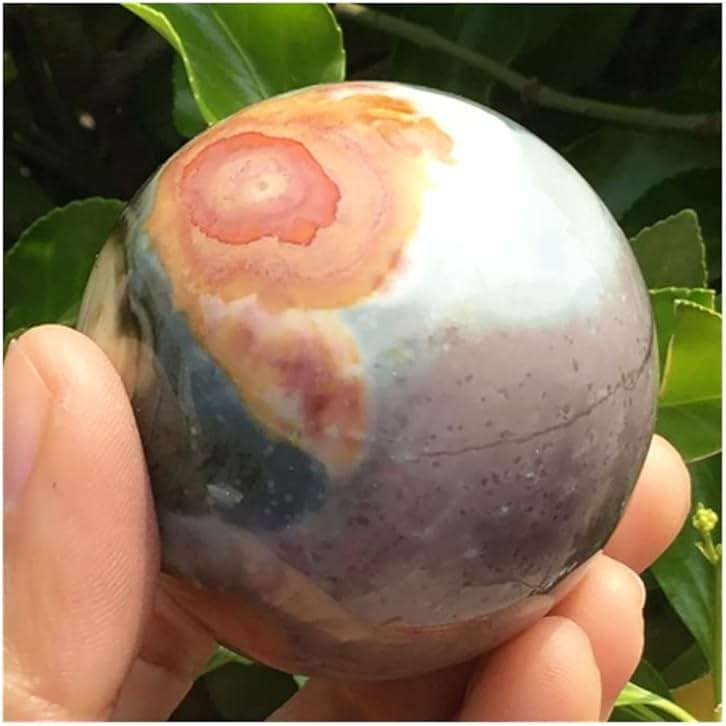 WGPHD Health & Household Natural Polished Ocean Jasper Crystal Ball Healing Quartz Crystal Spheres Ornaments Gifts for Chakra Home Decoration - Image 2