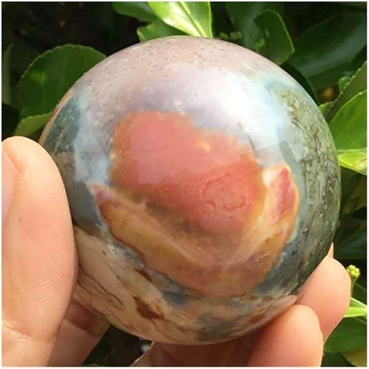 WGPHD Health & Household Natural Polished Ocean Jasper Crystal Ball Healing Quartz Crystal Spheres Ornaments Gifts for Chakra Home Decoration - Image 4