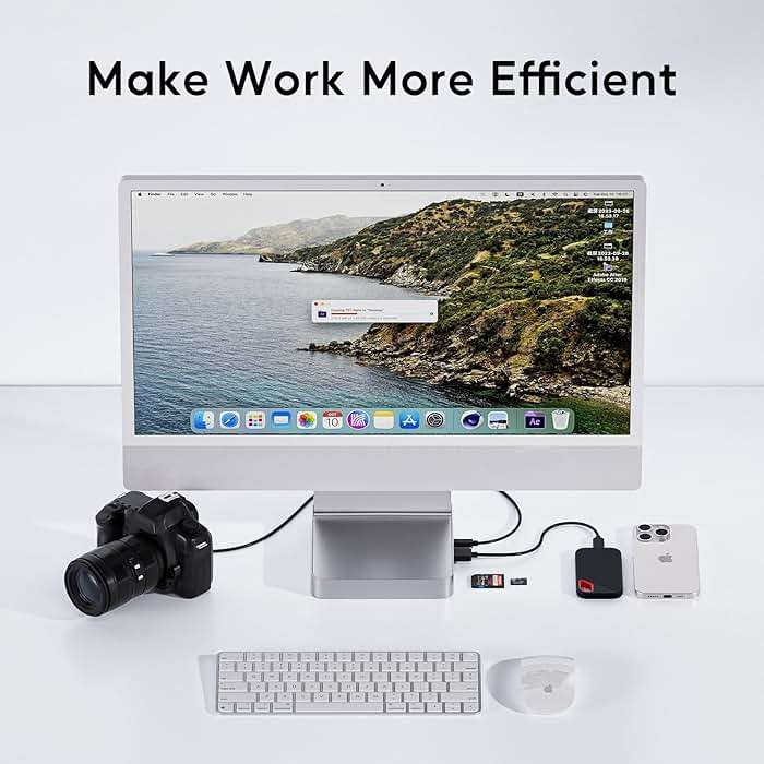 USB C HUB for iMac 24 inch 2021/2023/2024, PULWTOP USB Hub Adapter iMac Accessories for i-Mac M1/M3/M4 with USB C 10Gbps 3*USB A SD/TF, Docking Station Support Expand M.2 SSD (Not Included), Silver - Image 6