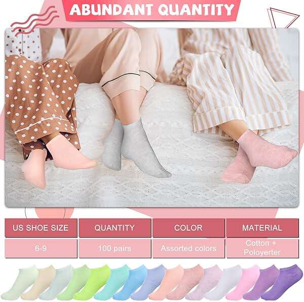 Handepo 100 Pairs Low Cut Ankle Socks for Women, Bulk No Show Breathable Socks for Everyday Casual Wear, Walking, Work - Image 2