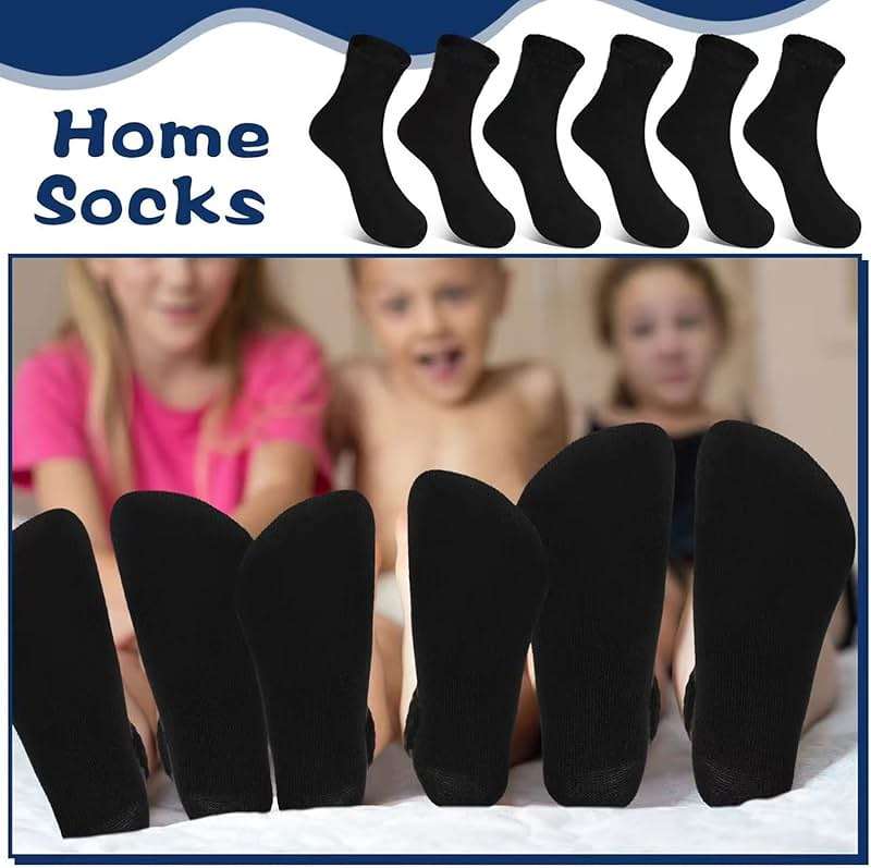 Hanaive Pair Kids Crew Socks Bulk Unisex Stretch Cotton Socks Soft for Childrens Toddlers Youth Boys Girls Gifts Age 5-10 - Image 4