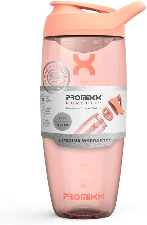 Promixx Pursuit Protein Shaker Bottle, 32 oz Beverage Shaker Cup, Silent No-Ball Mixer, Leak-Proof Lid, BPA/BPS & Phthalate-Free ECOZEN, Easy-Clean for Protein Shakes, Pre & Post-Workout Smoothies - Image 1