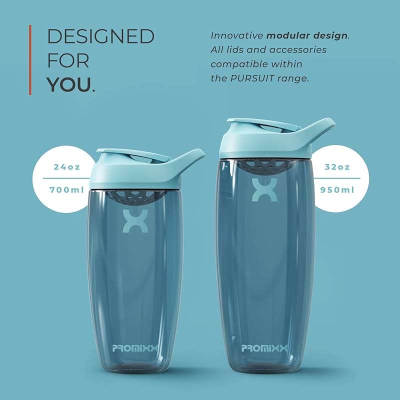Promixx Pursuit Protein Shaker Bottle, 32 oz Beverage Shaker Cup, Silent No-Ball Mixer, Leak-Proof Lid, BPA/BPS & Phthalate-Free ECOZEN, Easy-Clean for Protein Shakes, Pre & Post-Workout Smoothies - Image 5