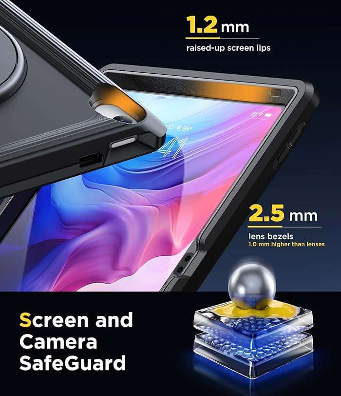 TSQQST iPad (A16) 11th/10th Generation Case 10.9 Inch 2025/2022 with Screen Protector | Military Grade | 360 Rotating Stand & Hand Shoulder Strap | Rugged Silicone Heavy Duty Drop Protection | Black - Image 4
