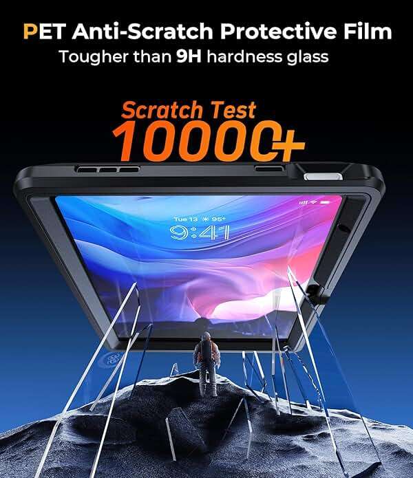 TSQQST iPad (A16) 11th/10th Generation Case 10.9 Inch 2025/2022 with Screen Protector | Military Grade | 360 Rotating Stand & Hand Shoulder Strap | Rugged Silicone Heavy Duty Drop Protection | Black - Image 6