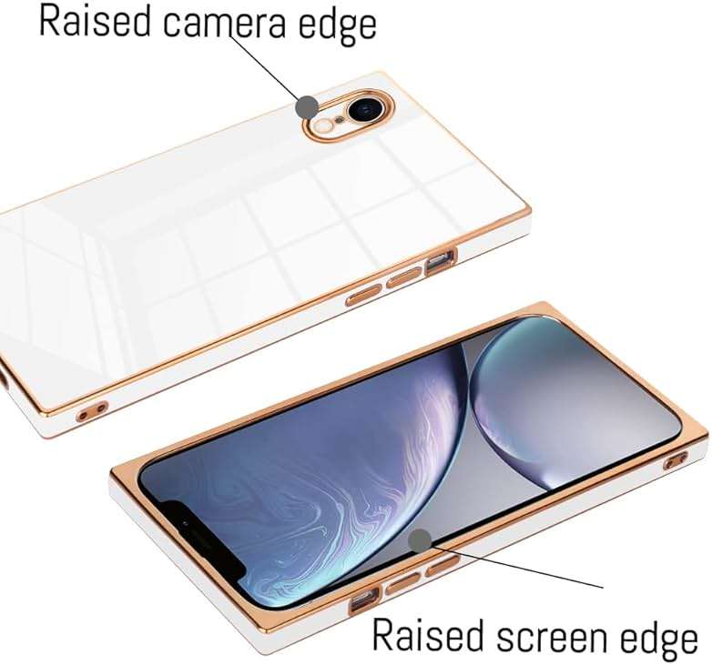 KANGHAR Case Compatible with iPhone Xr Luxury Cute Plating Design Case Full-Body Anti-Scratch Shockproof Bumper Protective Cover for iPhone Xr 6.1 Inch White - Image 3