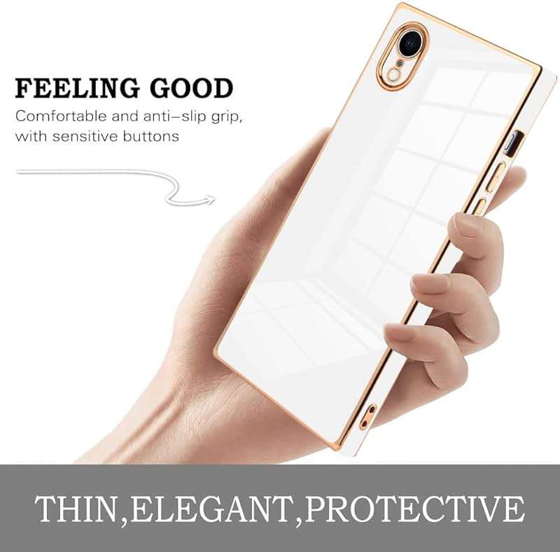 KANGHAR Case Compatible with iPhone Xr Luxury Cute Plating Design Case Full-Body Anti-Scratch Shockproof Bumper Protective Cover for iPhone Xr 6.1 Inch White - Image 4