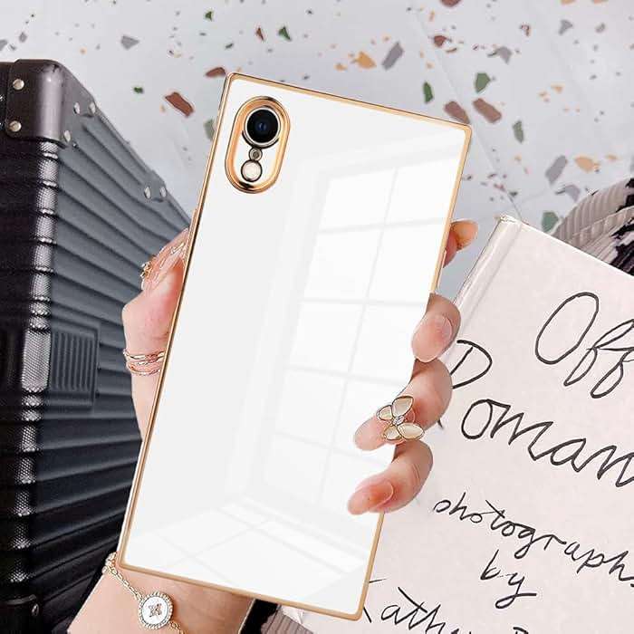 KANGHAR Case Compatible with iPhone Xr Luxury Cute Plating Design Case Full-Body Anti-Scratch Shockproof Bumper Protective Cover for iPhone Xr 6.1 Inch White - Image 6