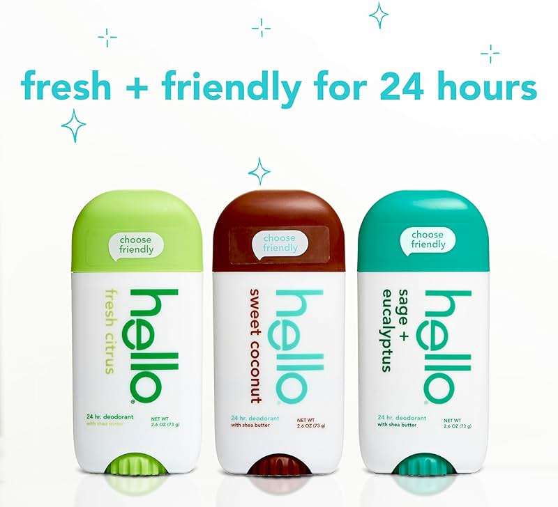 hello Deodorant Variety Pack (Sweet Coconut, Fresh Citrus, White Sage) for Women + Men, Aluminum Free, Baking Soda Free, Parabens Free, 24 Hour Odor Protection, 2.6 Ounce, 3 Pack - Image 3