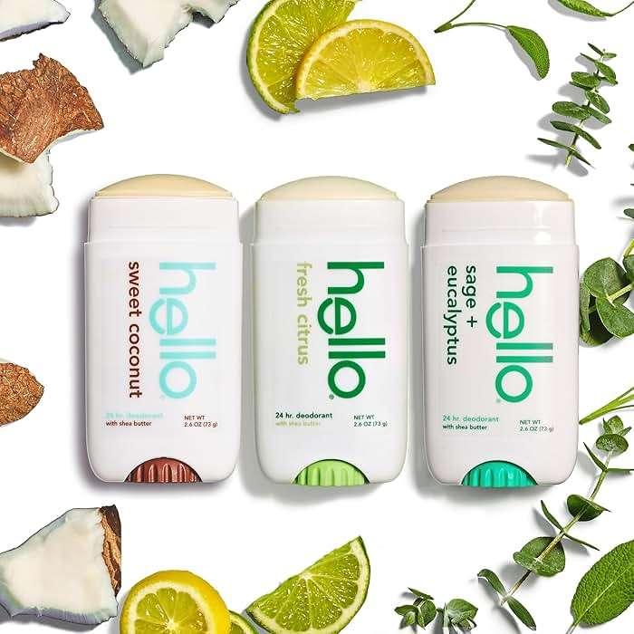 hello Deodorant Variety Pack (Sweet Coconut, Fresh Citrus, White Sage) for Women + Men, Aluminum Free, Baking Soda Free, Parabens Free, 24 Hour Odor Protection, 2.6 Ounce, 3 Pack - Image 6