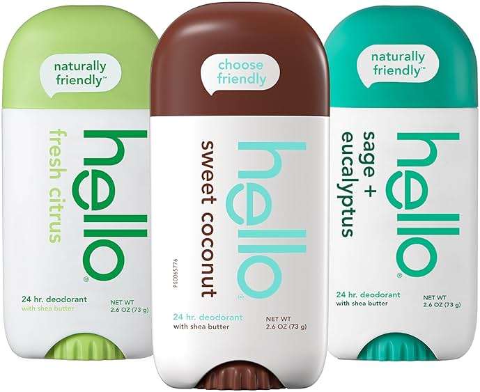 hello Deodorant Variety Pack (Sweet Coconut, Fresh Citrus, White Sage) for Women + Men, Aluminum Free, Baking Soda Free, Parabens Free, 24 Hour Odor Protection, 2.6 Ounce, 3 Pack - Image 8