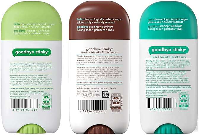 hello Deodorant Variety Pack (Sweet Coconut, Fresh Citrus, White Sage) for Women + Men, Aluminum Free, Baking Soda Free, Parabens Free, 24 Hour Odor Protection, 2.6 Ounce, 3 Pack - Image 9