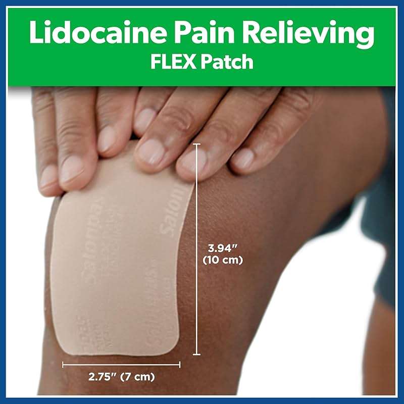 Salonpas Maximum OTC Strength Lidocaine 4% Pain Relieving Flex Patch, Apply for Up to 8 Hours, Unscented, Thin, Flexible, Lightweight, Patch Stays in Place, 7 Patches - Image 2