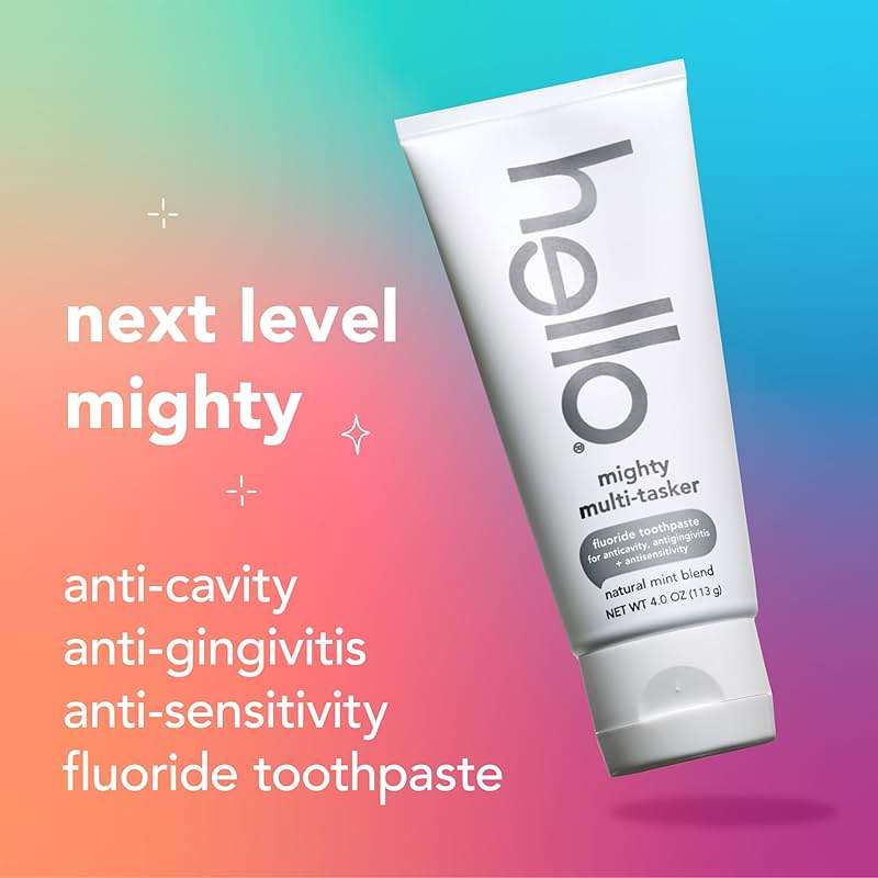 hello 8 in 1 Mighty Multi-Tasker Fluoride Toothpaste Pack, SLS Free Toothpaste with Fluoride, Antigingivitis and Antisensitivity, Natural Mint Blend, 2 Count, 4.0 oz Tubes - Image 3