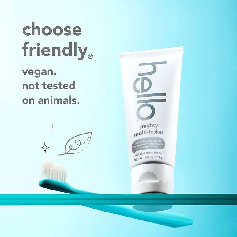 hello 8 in 1 Mighty Multi-Tasker Fluoride Toothpaste Pack, SLS Free Toothpaste with Fluoride, Antigingivitis and Antisensitivity, Natural Mint Blend, 2 Count, 4.0 oz Tubes - Image 6