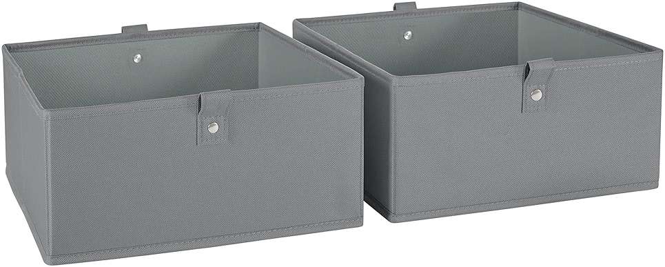RiverRidge Kids 2pc Folding Storage Bins Set - 10.5” Bin Organizers with Handles - Gray Closet Organizer and Storage for Toys, Games, Shoes - Foldable Cube Storage Organizer Bins for Playroom, Nursery - Image 1