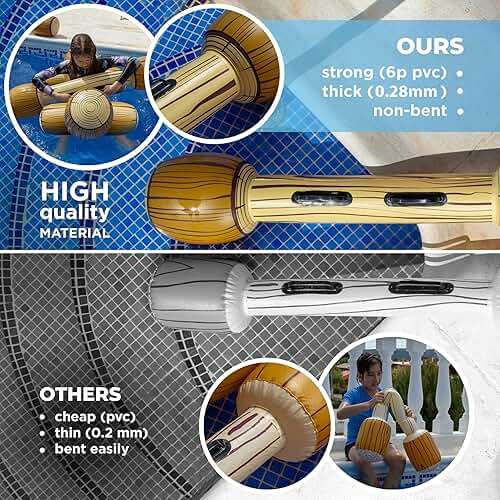 Upgraded Chuchik Inflatable Battle Logs - Joust Game Raft Pool Floats for Adults & Kids - Ages 4-8, 8-12 - Image 3