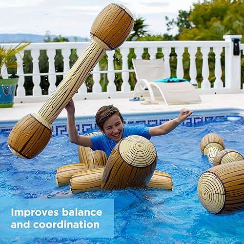 Upgraded Chuchik Inflatable Battle Logs - Joust Game Raft Pool Floats for Adults & Kids - Ages 4-8, 8-12 - Image 4