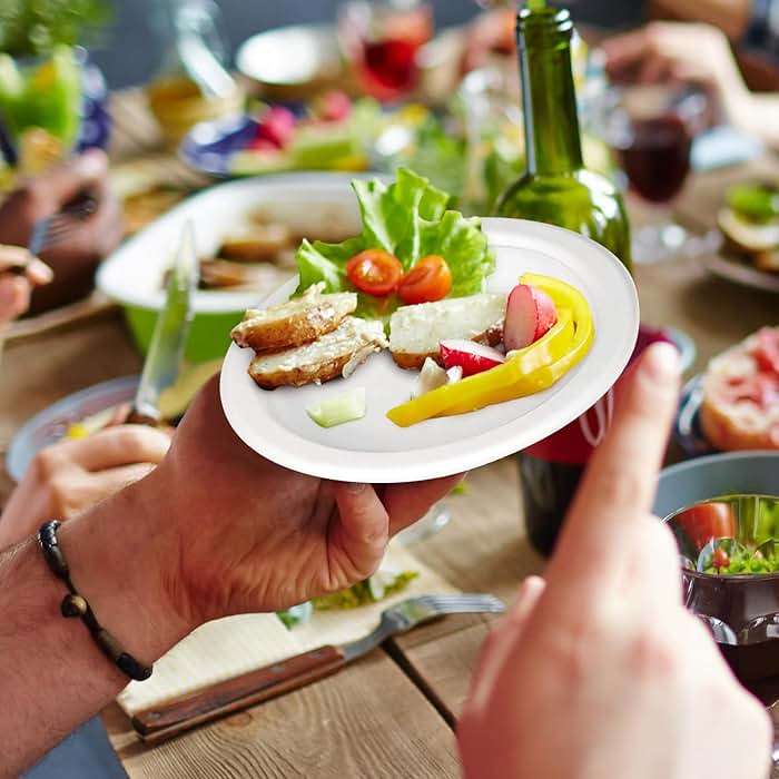 Greconv 300 Pack 6 inch Paper Plates, Small Paper Plates Bulk, Disposable Dessert Paper Plates, Compostable Plates Made from Sugarcane Fibers, Recycled Plates, White - Image 6