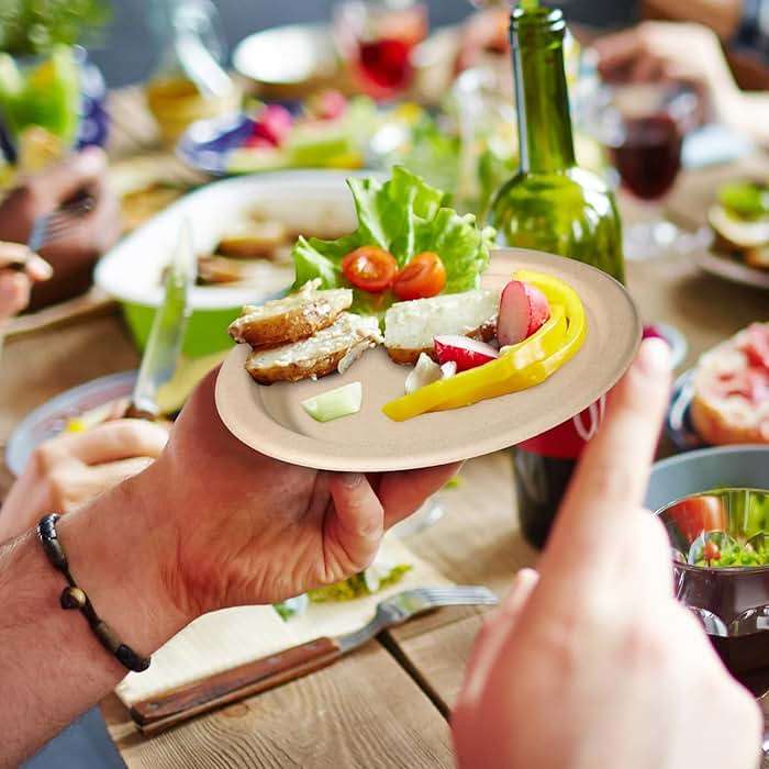 Greconv 300 Pack 6 inch Paper Plates, Small Paper Plates Bulk, Disposable Dessert Paper Plates, Compostable Plates Made from Sugarcane Fibers, Recycled Plates, Brown - Image 6