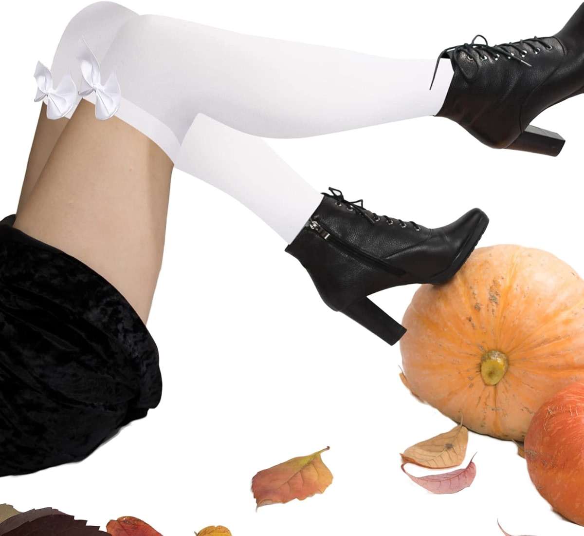 Hillban Womens Satin Bow Thigh Highs Stockings over Knee for Women Daily Wear Costume Accessory - Image 4