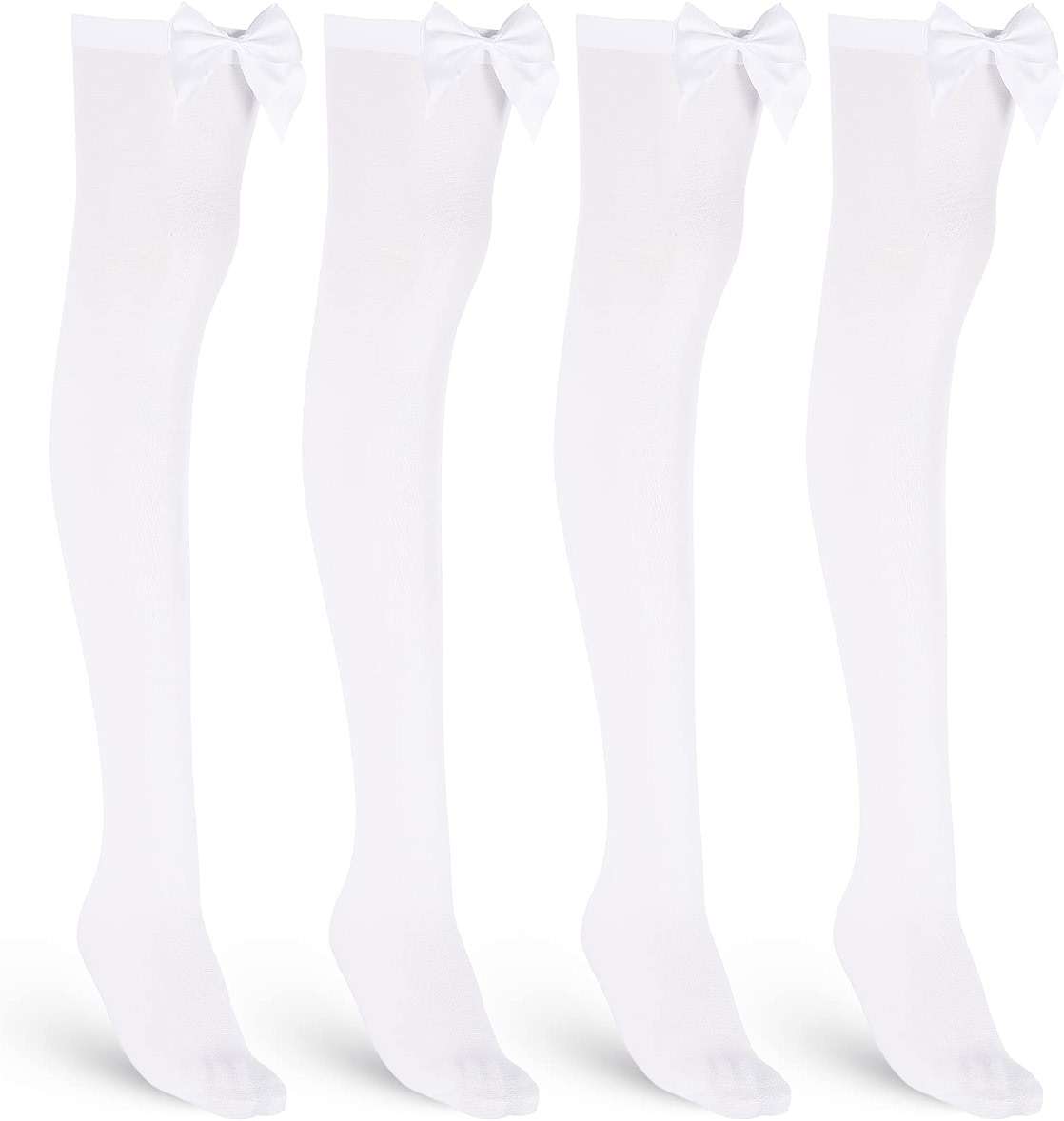 Hillban Womens Satin Bow Thigh Highs Stockings over Knee for Women Daily Wear Costume Accessory - Image 9