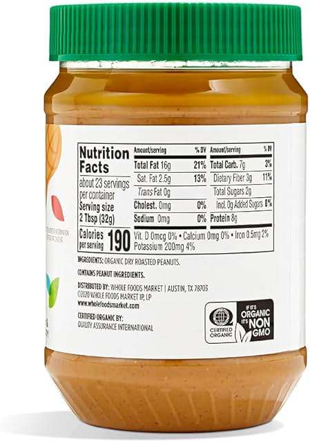 365 by Whole Foods Market, Organic Creamy Peanut Butter, Unsweetened & Unsalted, Stir and Enjoy, 26 Ounce - Image 2