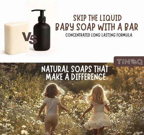 TINOQ Fragrance Free Baby Bar Soap for Sensitive Skin | Unscented Natural soap bar for toddlers kids adults with gentle skin | Organic ING | Made in USA | 2 Bars (3.5 oz Each) - Image 8