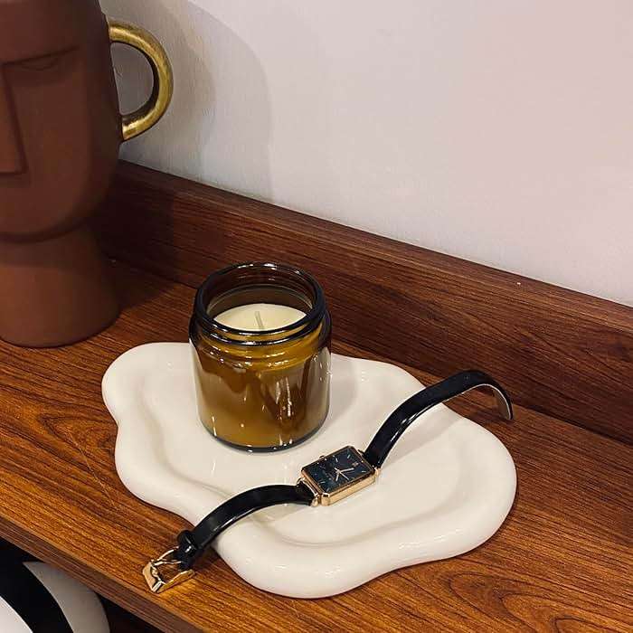 Conviv Ceramic Jewelry Tray,Ring Dish Holder,Perfume Trinket Dish,Key Bowl Vanity Cute Things Room Decor Aesthetic, Birthday Mother's Day Christmas Warm House Gifts for Women(White) - Image 4